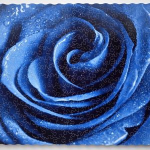 Blue Rose Diamond Hand Cut Wooden Jigsaw Puzzles For Adults / Premium Handcrafted Wooden JIgsaw Puzzles / Mrgogo Puzzles