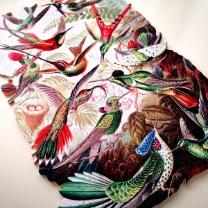 Hand Cut  Wooden Jigsaw Puzzle For Adults Trochilidae Kolibris by Ernst Haeckel, Color - line Cut Puzzle