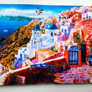 Welcome in Santorini / Luxury Hand-Cut Wooden Jigsaw Puzzle For Adults / Whimsical Pieces Wooden Jigsaw Puzzle