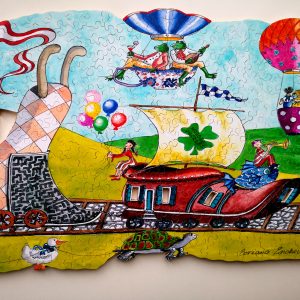 "The Roller Coaster" Panoramic Wooden Jigsaw Puzzle