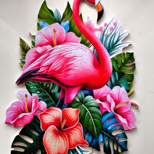 Floral Flamingo - Hand Cut Wooden Jigsaw Puzzle For Adults