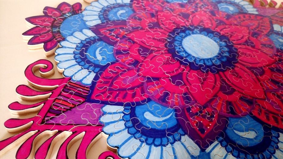 Purple Mandala Hand Cut Wooden Jigsaaw Puzzle / Handcrafted wooden ...